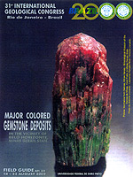 Capa do guia de campo para excursão de turismo científico, durante o congresso internacional de geologia, em 2000