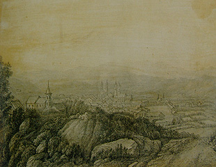 Vila de Mariana, Minas Gerais,  em 1818 desenhada pelo naturalista Carl  Friedrich Von Martius