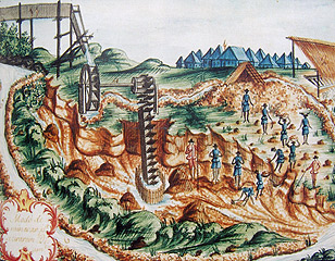 Extração e beneficiamento de diamantes em Diamantina, de autor anônimo português, de 1734.