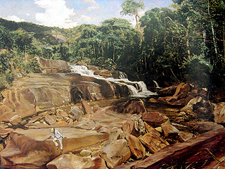 Cabeceiras do Rio Paquequer, Rio de Janeiro em 1885, representadas em tela por Johann Georg Grimm